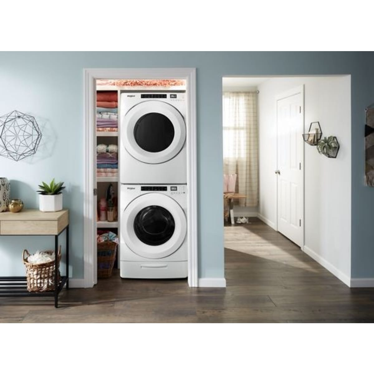 Whirlpool 4.3 cu. ft. White Closet Depth Stackable Front Load Washing Machine with Single Dose Dispenser