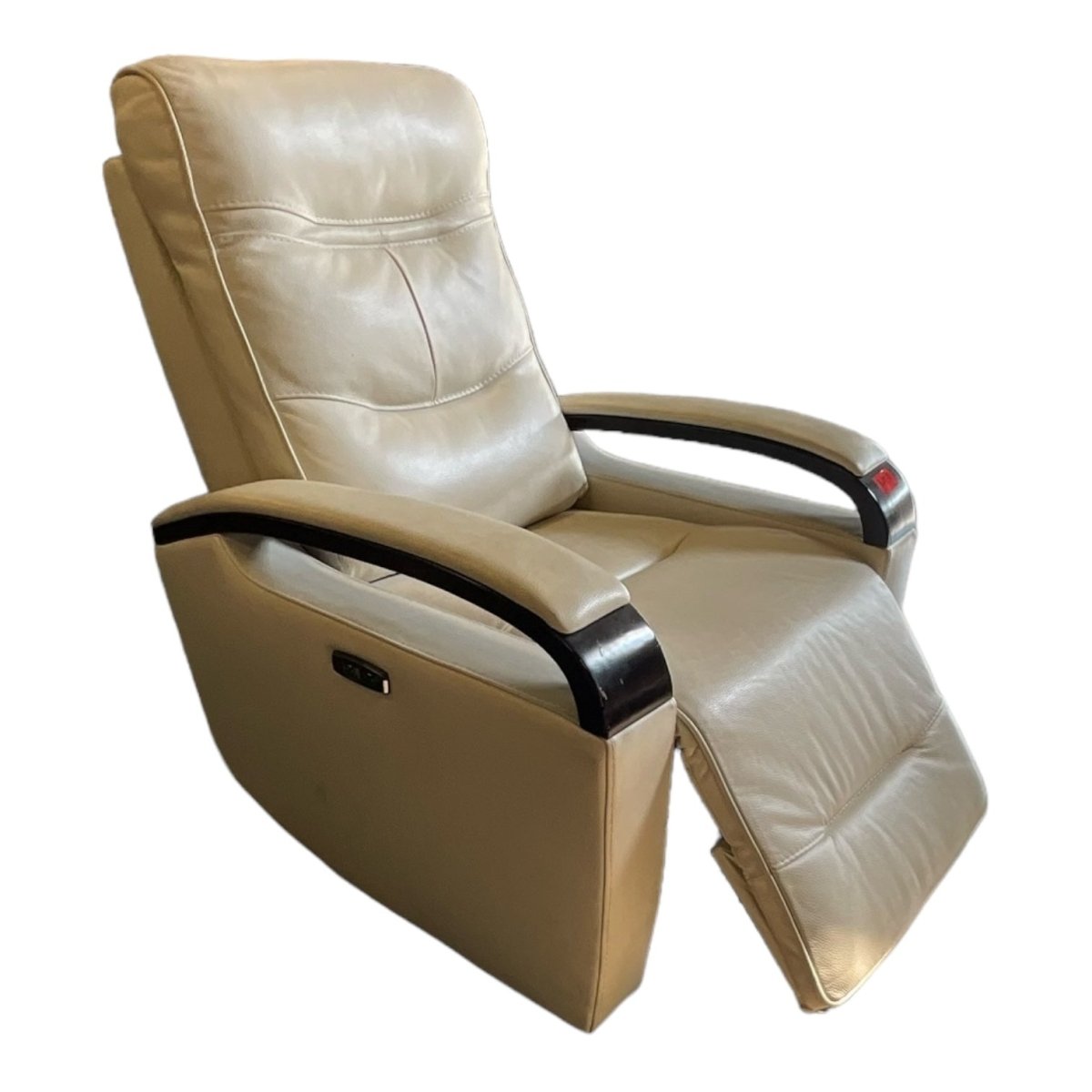 White Leather Recliner chair - available at Alpine Outlets in Denver