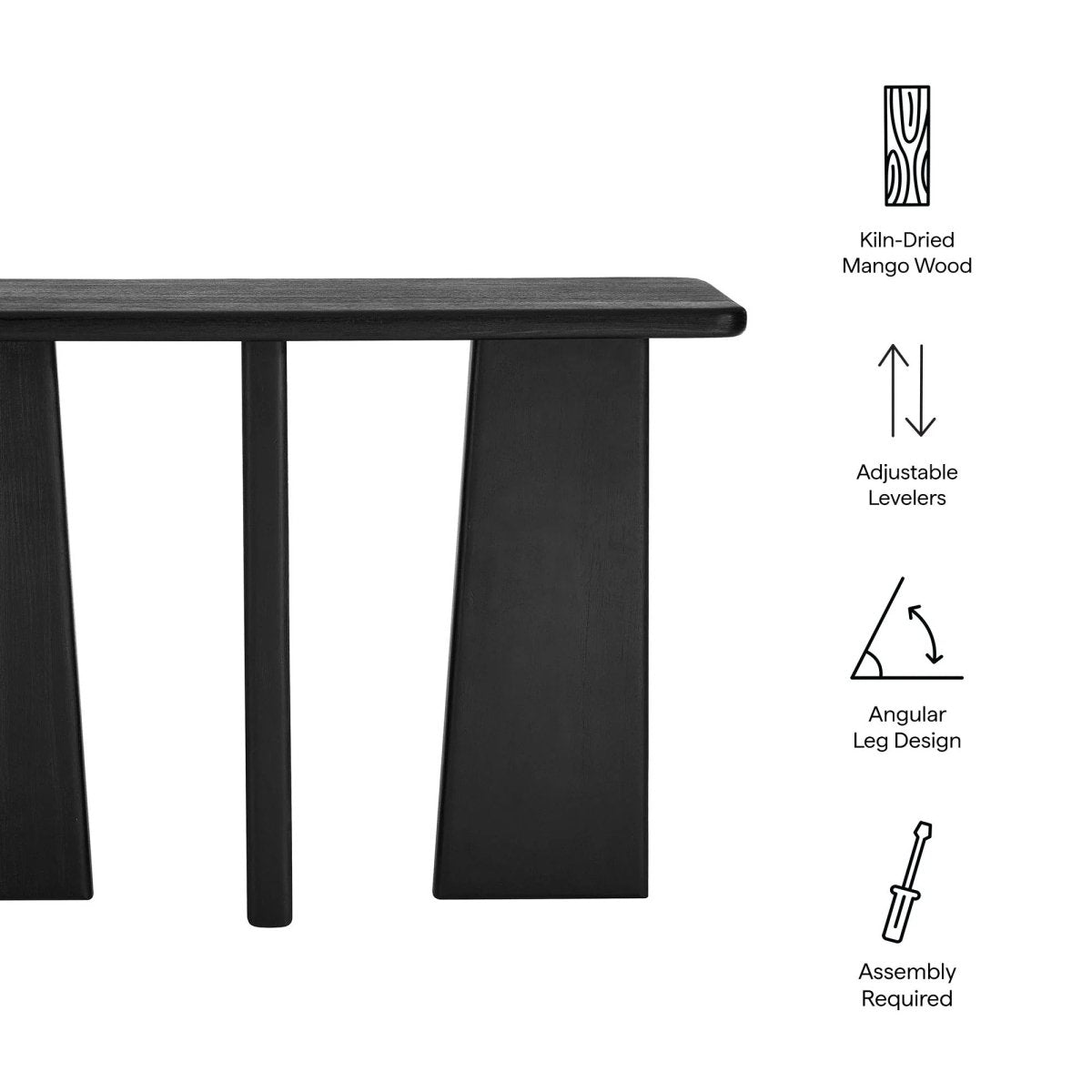 Wood Console Table with Angular Legs – 45 Inch Black - Ottomans available at Alpine Outlets in Denver
