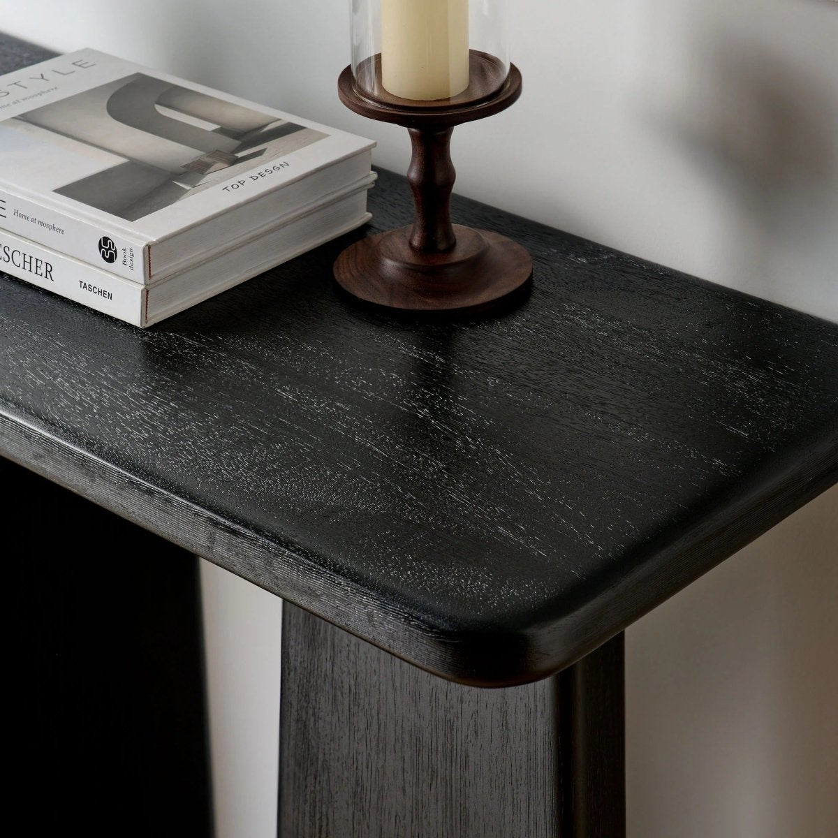Wood Console Table with Angular Legs – 45 Inch Black - Ottomans available at Alpine Outlets in Denver