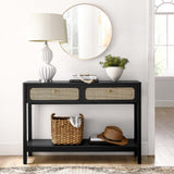Wood Console Table with Drawers and Shelf – 47 Inch - Ottomans available at Alpine Outlets in Denver