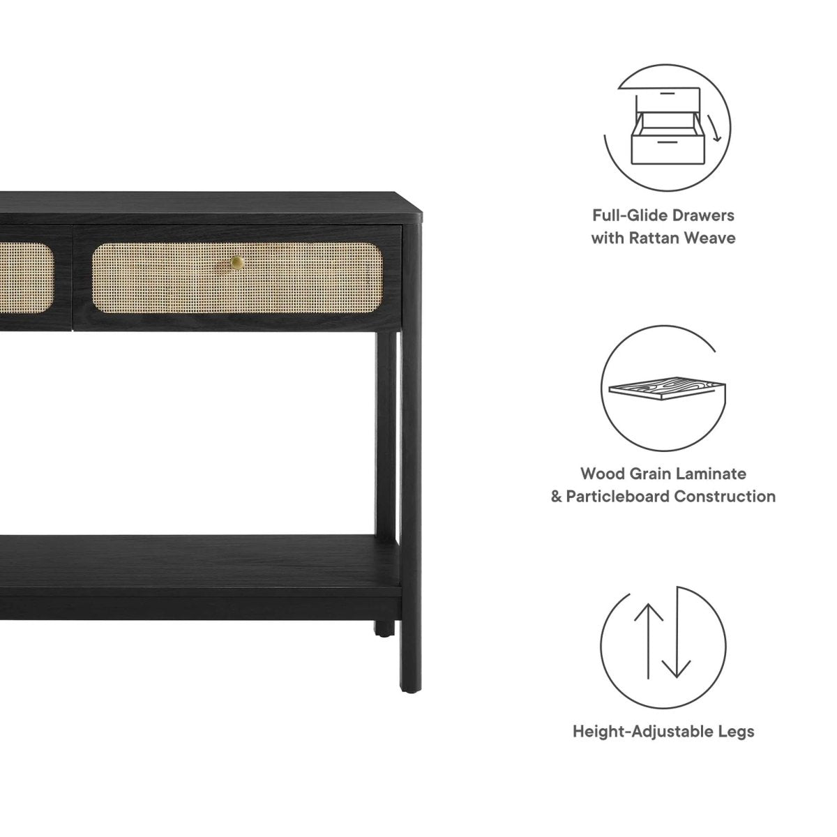 Wood Console Table with Drawers and Shelf – 47 Inch - Ottomans available at Alpine Outlets in Denver