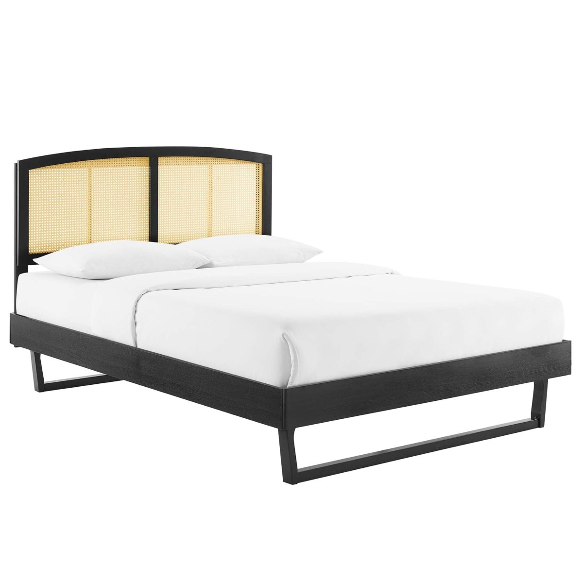 Woven Cane Rattan and Wood Platform Bed - Platform Bed available at Alpine Outlets in Denver