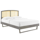 Woven Cane Rattan and Wood Platform Bed - Platform Bed available at Alpine Outlets in Denver