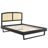 Woven Cane Rattan and Wood Platform Bed - Platform Bed available at Alpine Outlets in Denver