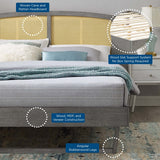 Woven Cane Rattan and Wood Platform Bed - Platform Bed available at Alpine Outlets in Denver