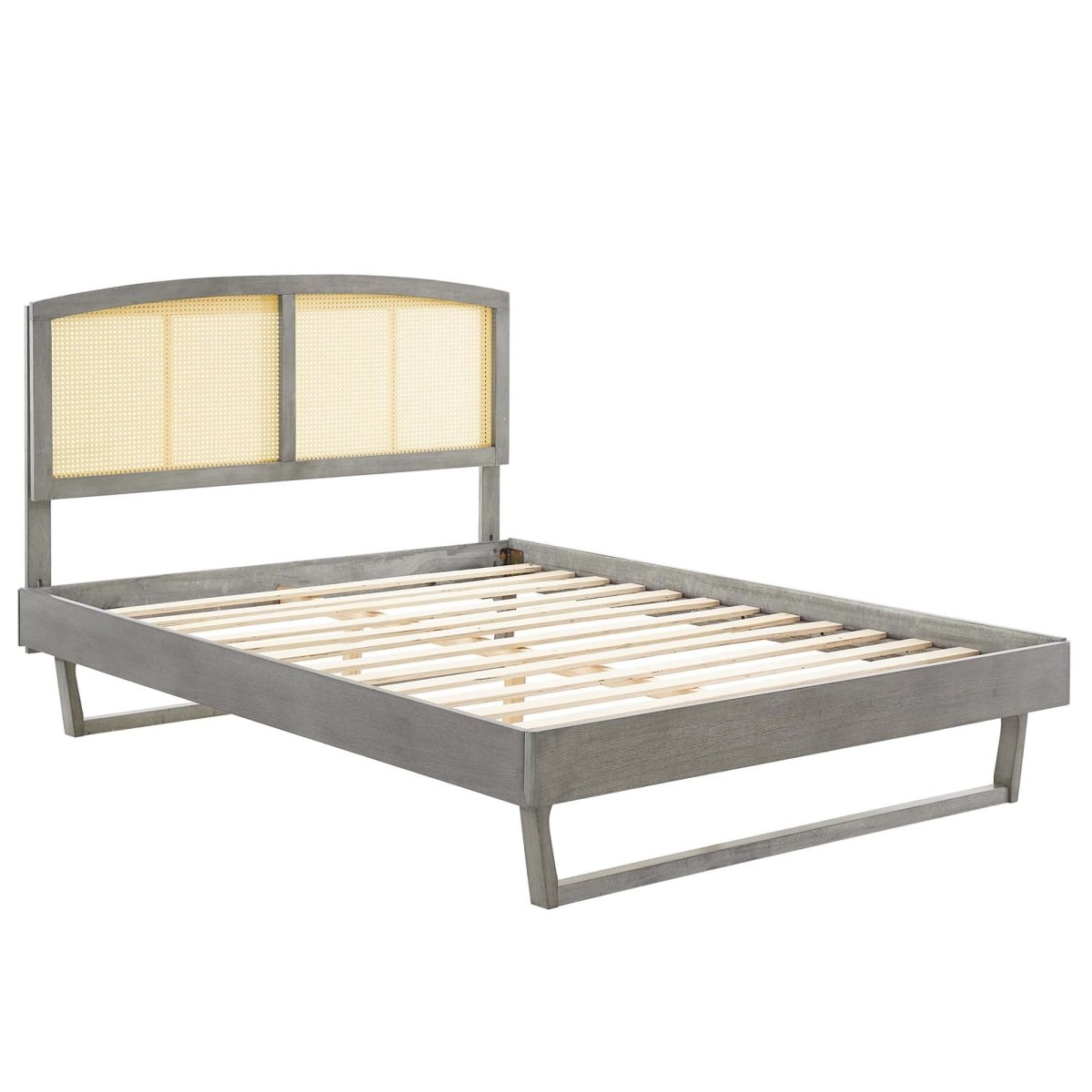 Woven Cane Rattan and Wood Platform Bed - Platform Bed available at Alpine Outlets in Denver