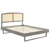 Woven Cane Rattan and Wood Platform Bed - Platform Bed available at Alpine Outlets in Denver
