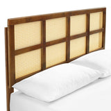 Woven Cane Rattan and Wood Platform Bed with Angular Legs - Platform Bed available at Alpine Outlets in Denver