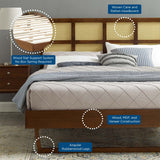 Woven Cane Rattan and Wood Platform Bed with Angular Legs - Platform Bed available at Alpine Outlets in Denver