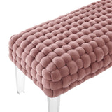 Woven Velvet Bench Ottoman with Acrylic Legs – 50 Inch - Ottomans available at Alpine Outlets in Denver