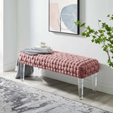 Woven Velvet Bench Ottoman with Acrylic Legs – 50 Inch - Ottomans available at Alpine Outlets in Denver