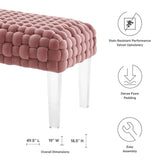 Woven Velvet Bench Ottoman with Acrylic Legs – 50 Inch - Ottomans available at Alpine Outlets in Denver