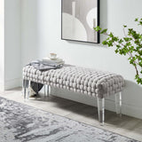 Woven Velvet Bench Ottoman with Acrylic Legs – 50 Inch - Ottomans available at Alpine Outlets in Denver