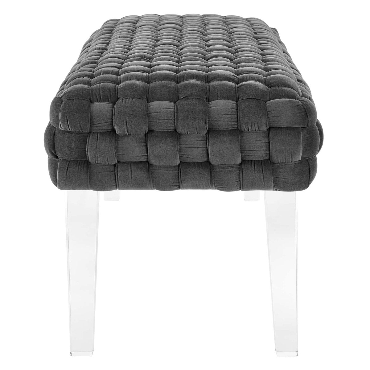 Woven Velvet Bench Ottoman with Acrylic Legs – 50 Inch - Ottomans available at Alpine Outlets in Denver
