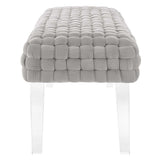 Woven Velvet Bench Ottoman with Acrylic Legs – 50 Inch - Ottomans available at Alpine Outlets in Denver