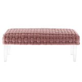 Woven Velvet Bench Ottoman with Acrylic Legs – 50 Inch - Ottomans available at Alpine Outlets in Denver