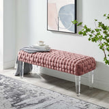 Woven Velvet Bench Ottoman with Acrylic Legs – 50 Inch - Ottomans available at Alpine Outlets in Denver