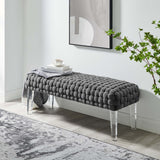 Woven Velvet Bench Ottoman with Acrylic Legs – 50 Inch - Ottomans available at Alpine Outlets in Denver