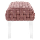 Woven Velvet Bench Ottoman with Acrylic Legs – 50 Inch - Ottomans available at Alpine Outlets in Denver