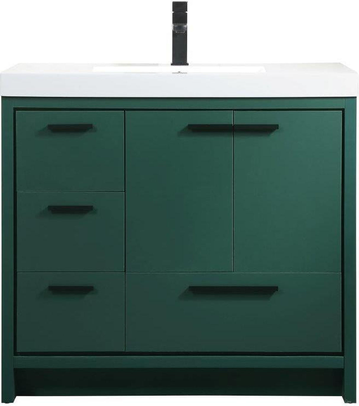 Wyatt 36 Inch Green Single Sink Vanity with Integrated Top