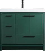 Wyatt 36 Inch Green Single Sink Vanity with Integrated Top