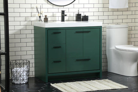 Wyatt 36 Inch Green Single Sink Vanity with Integrated Top