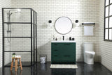 Wyatt 36 Inch Green Single Sink Vanity with Integrated Top