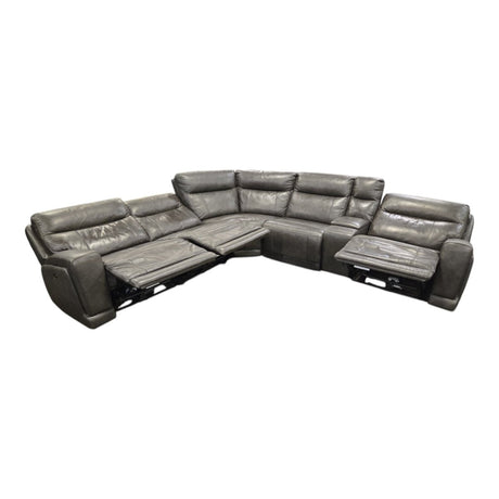 Wylder Leather Power Reclining Sectional with Power Headrests - Used Good - (G5827) - available at Alpine Outlets in Denver