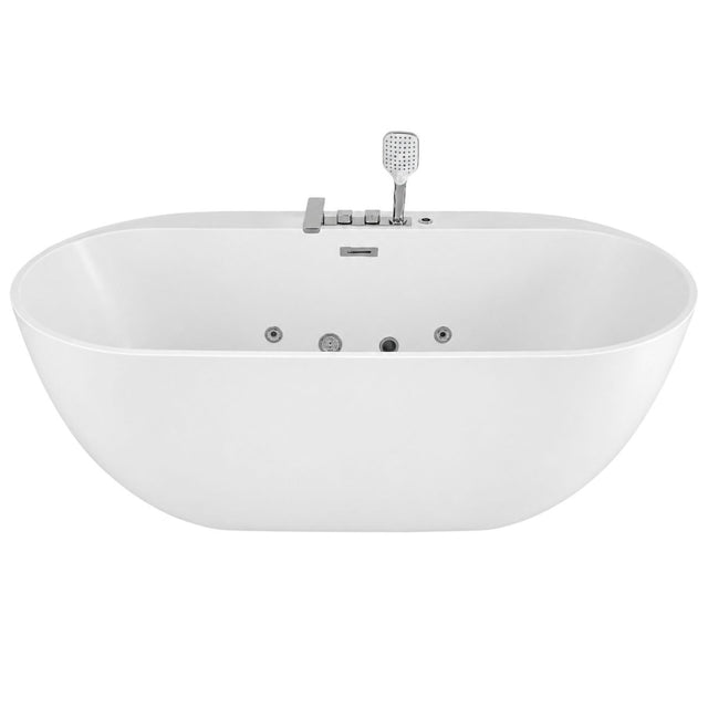 Xavier - Single Person AcrylicCorner Massage Bathtub, Featuring A Gfci Plug, Ul Certified Pump, Upc Certified Drain, And Swivel Faucet - Milk White - Bathtubs available at Alpine Outlets in Denver