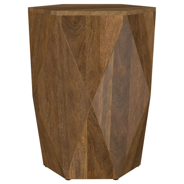 Zalika Hexagonal Solid Mango Wood End Table Natural - End & Side Tables available at Alpine Outlets in Denver