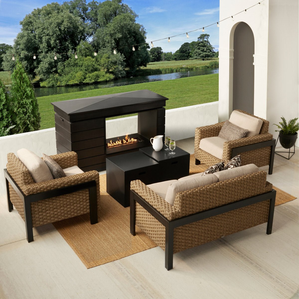 Agio Highcliff 6-Piece Fire Outdoor Seating Set - Alpine Outlets