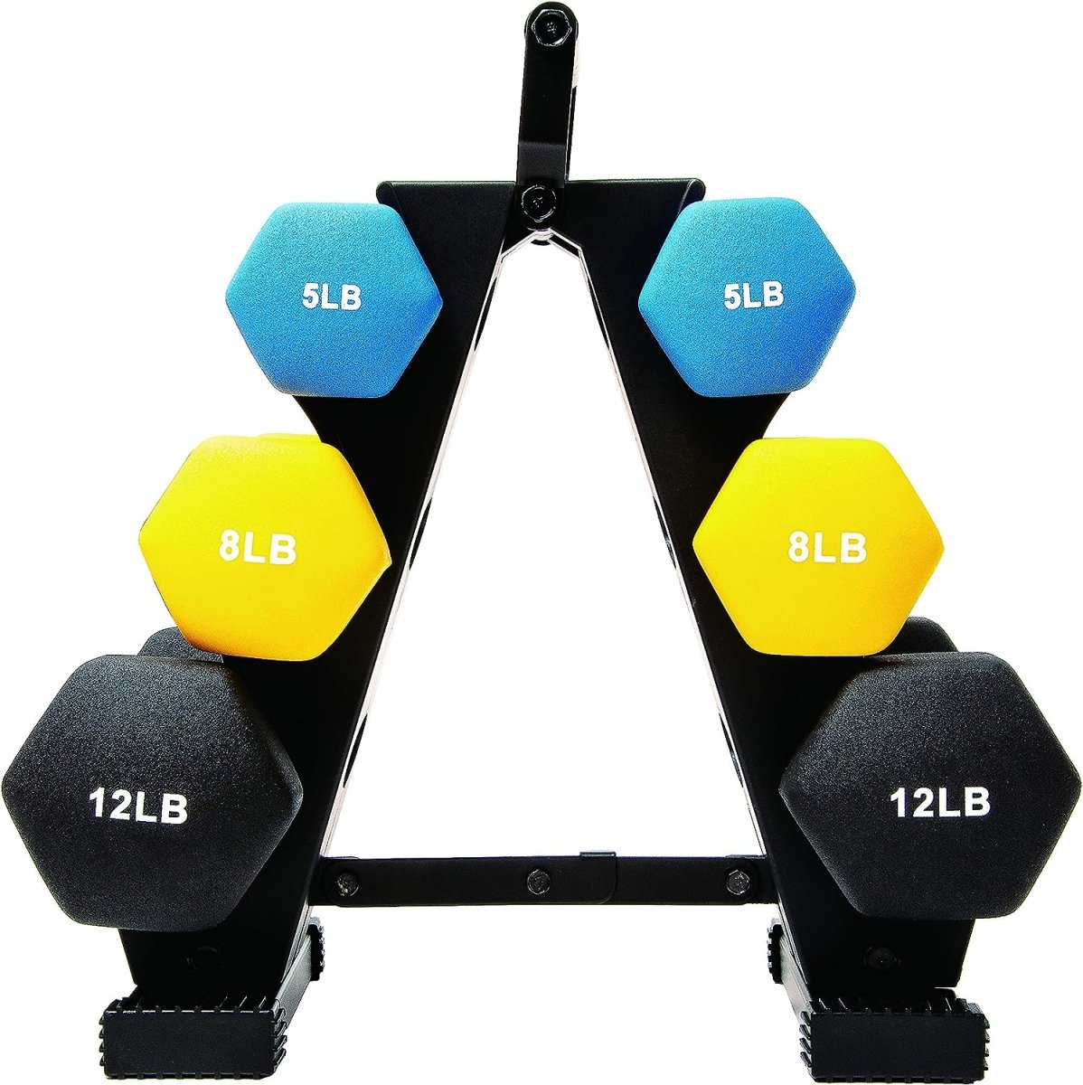 BalanceFrom Colored Neoprene Coated Dumbbell Set with Stand - Alpine Outlets
