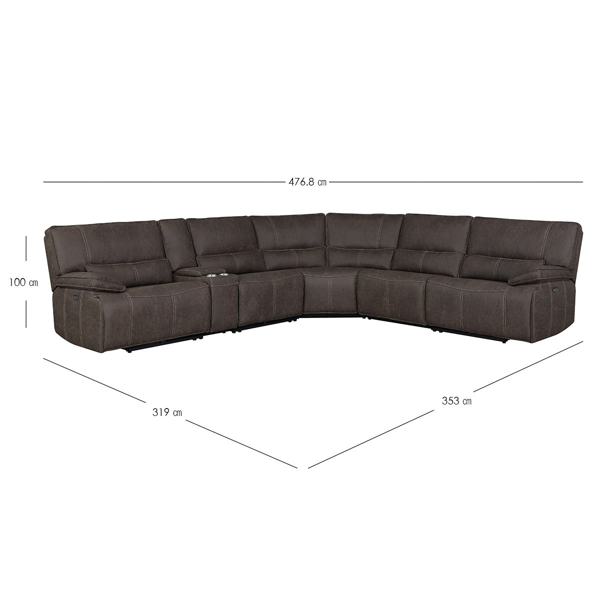Brower Fabric Power Reclining Sectional with Power Headrest - Alpine Outlets