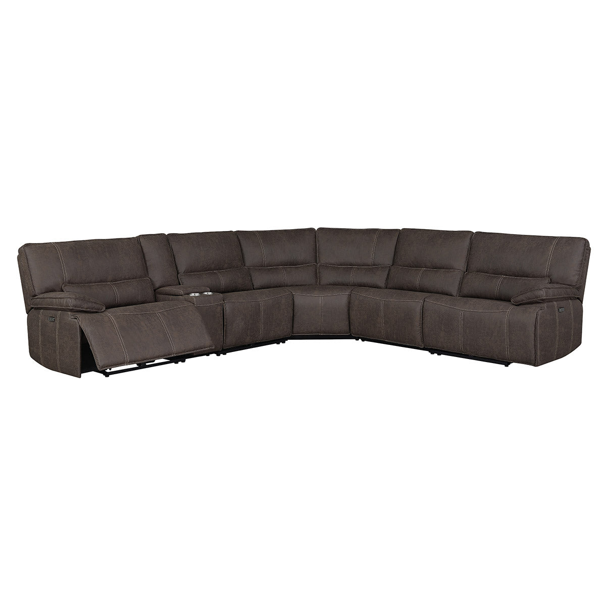 Brower Fabric Power Reclining Sectional with Power Headrest - Alpine Outlets