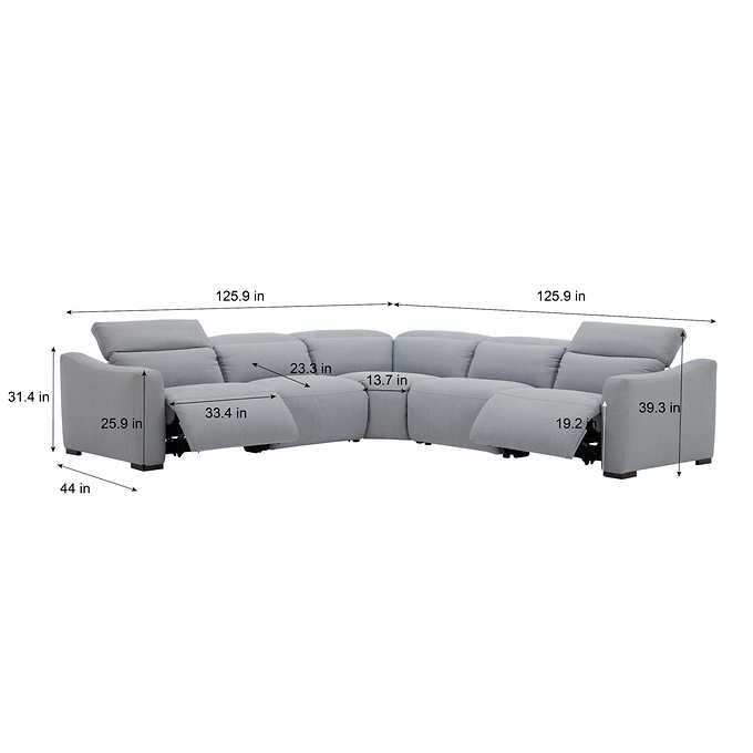 Finson 5-Piece Power Reclining Fabric Sectional with 3 Power Headrests - Alpine Outlets