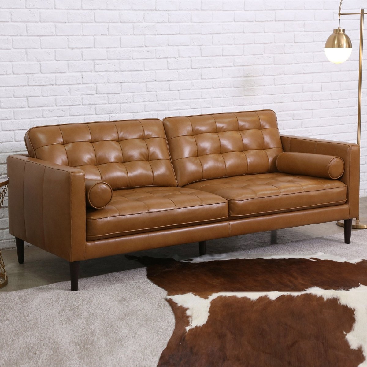 Harstine Leather Sofa - Brown - Alpine Outlets