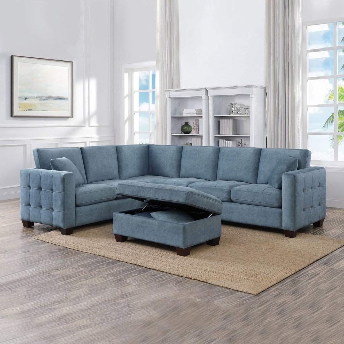 Kylie Fabric Sectional with Ottoman - Alpine Outlets