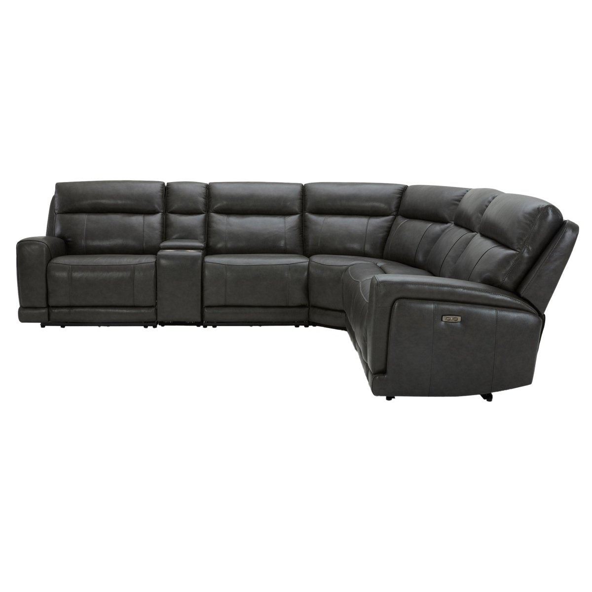 Lauretta 6-Piece Leather Power Reclining Sectional with Power Headrests - Alpine Outlets