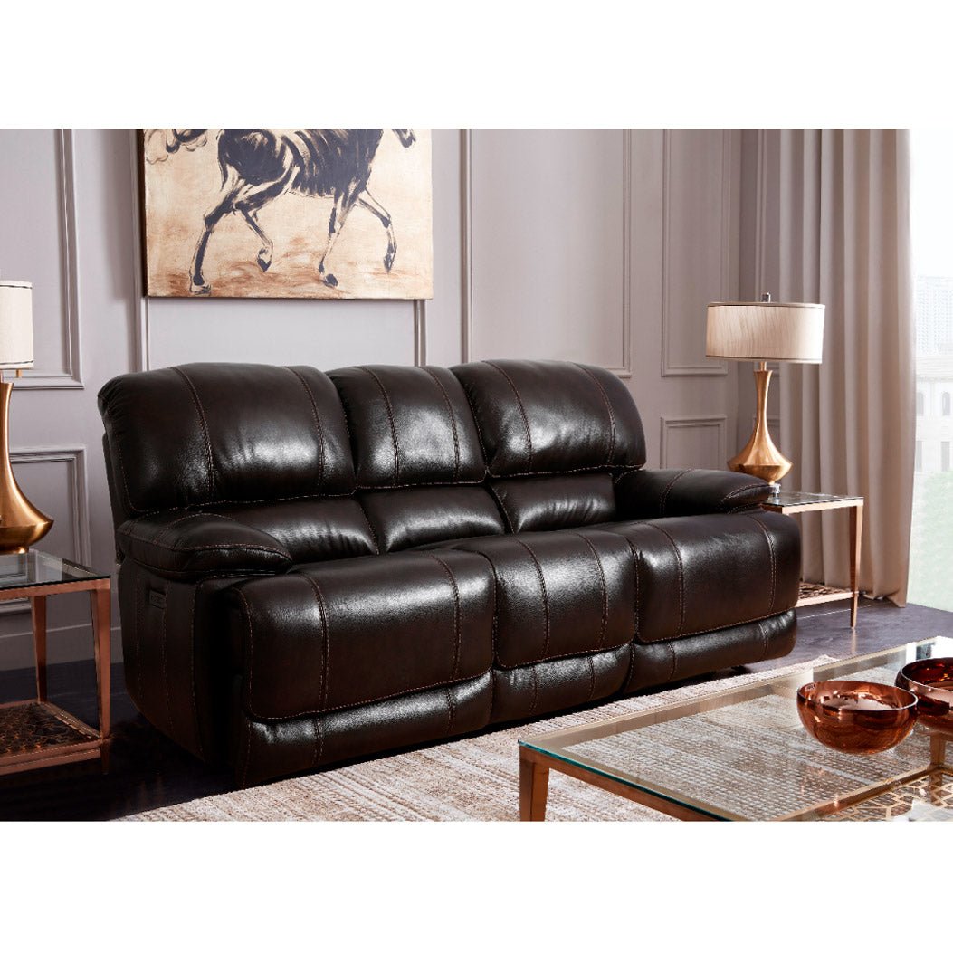 Leather Power Reclining Sofa with Power Headrest - Alpine Outlets