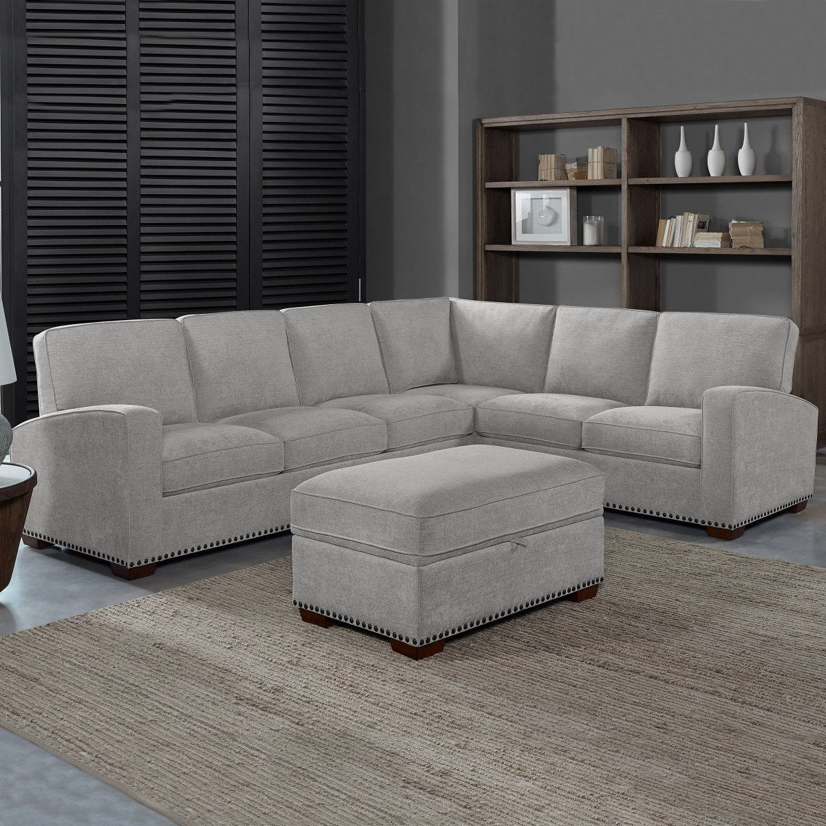 Pearce 3-Piece Fabric Sectional with Storage Ottoman - Alpine Outlets