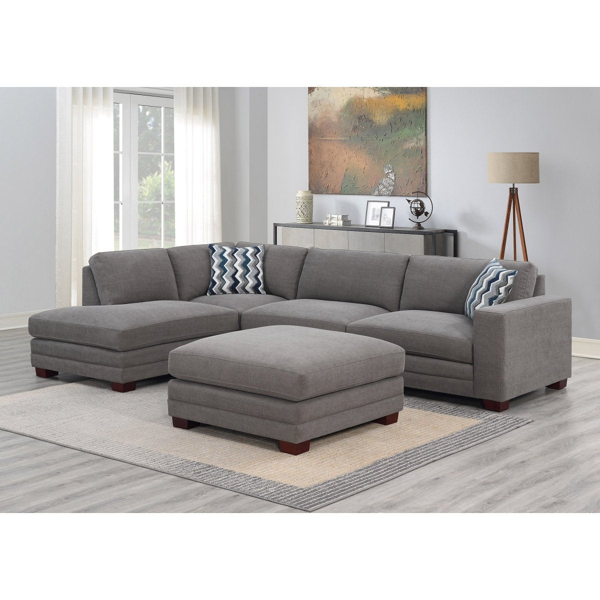 Penelope Fabric Sectional with Ottoman - Alpine Outlets