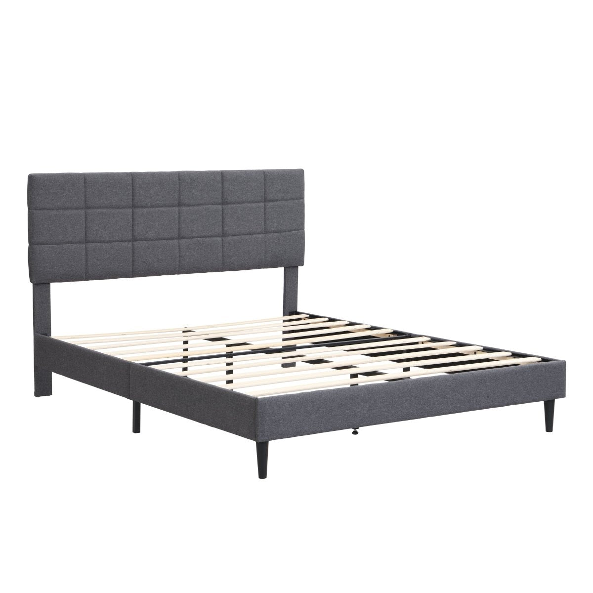 Queen Size Platform Bed Frame - Gray - Alpine Outlets