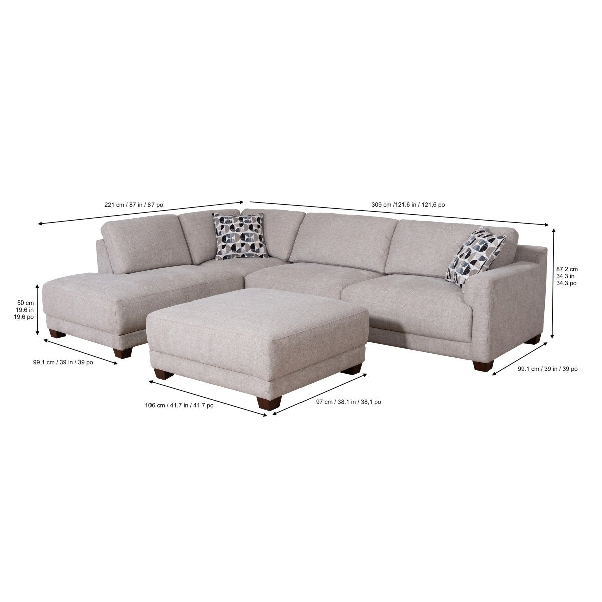 Raylin Fabric Sectional - Alpine Outlets