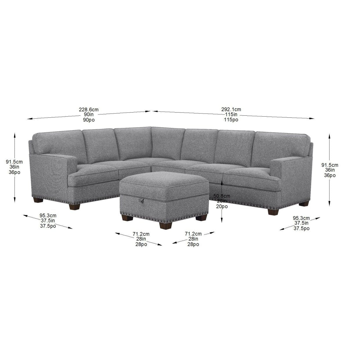 Thomasville Emilee Fabric Sectional with Storage Ottoman - Alpine Outlets
