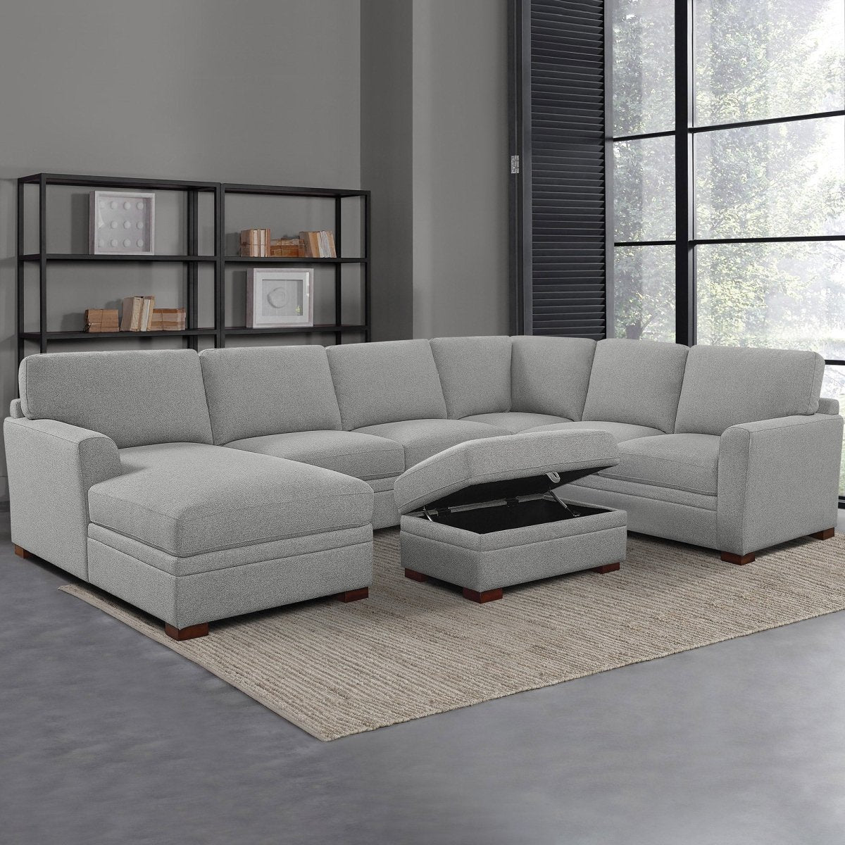 Thomasville Langdon Fabric Sectional with Storage Ottoman - Alpine Outlets