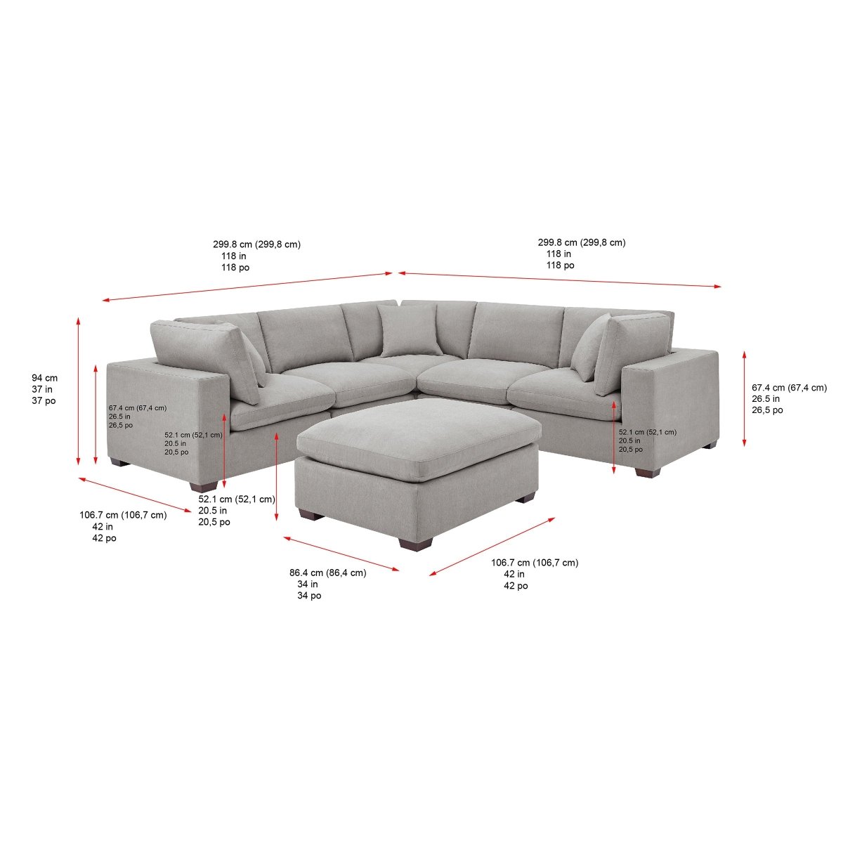 Thomasville Lowell 6-Piece Fabric Modular Sectional - Alpine Outlets
