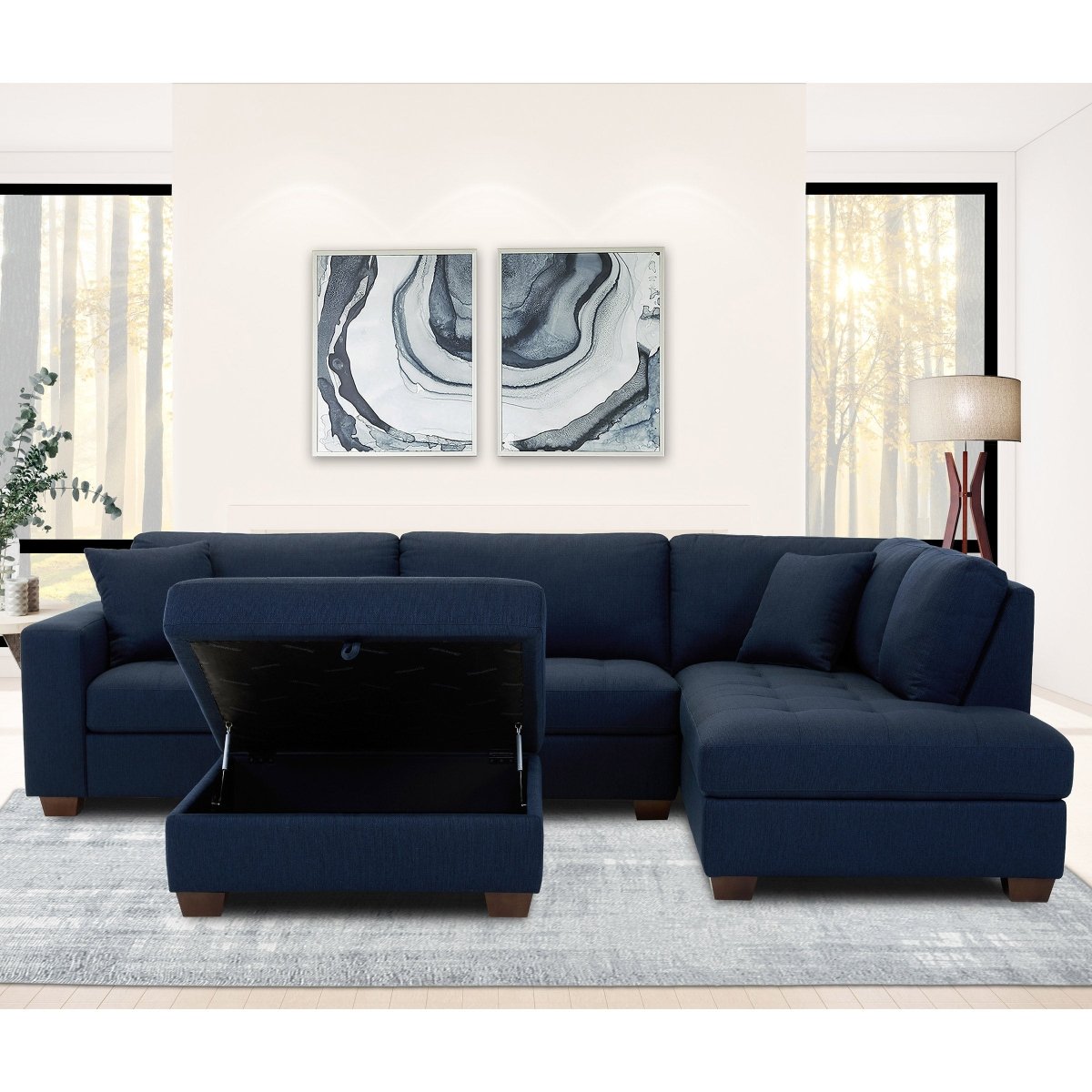Thomasville Miles Fabric Sectional with Storage Ottoman - Alpine Outlets