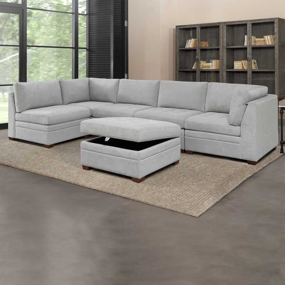 Thomasville Tisdale Fabric Sectional with Storage Ottoman - Alpine Outlets