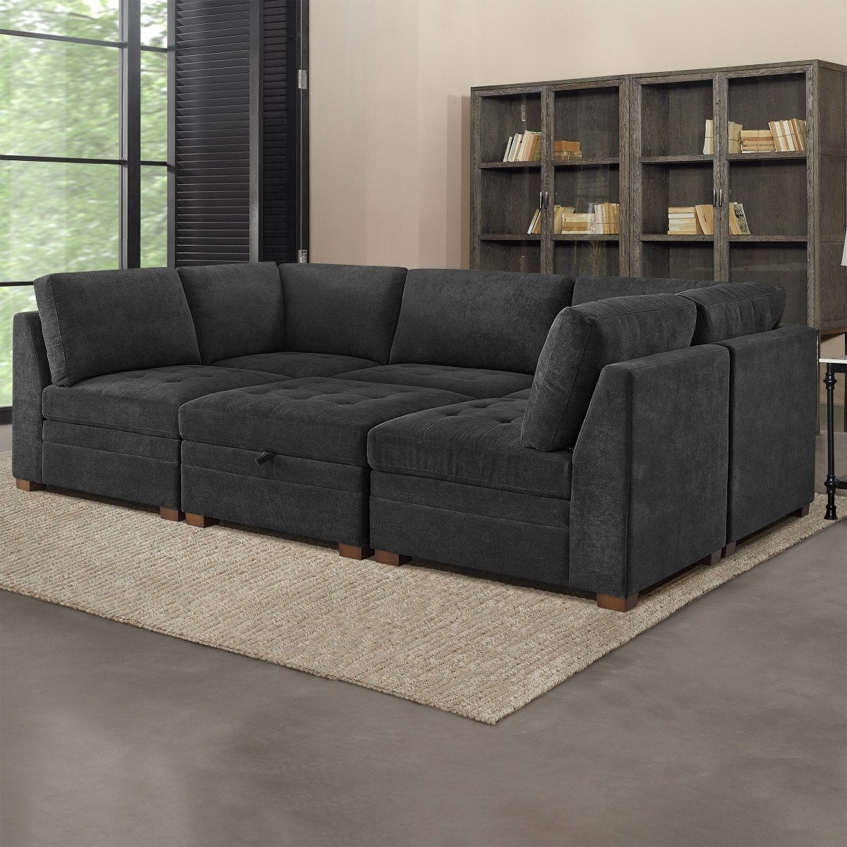 Thomasville Tisdale Fabric Sectional with Storage Ottoman - Alpine Outlets